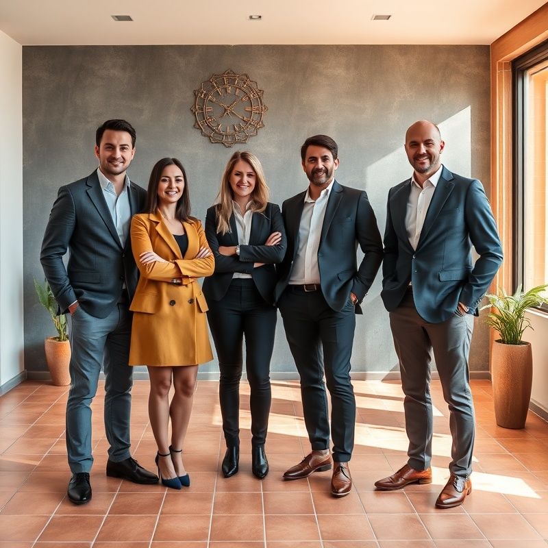 Equipo de cuatro consultores de Casa López en su oficina de Murcia